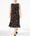 Jessica Howard Women's Sleeveless Black Polka Dot Midi Dress Plus 16W