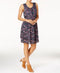 WILLIAM RAST Women's Blue Floral Studded Peasant Dress Blue M