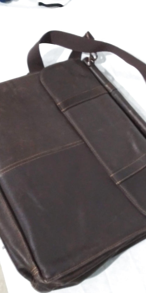$460 Kenneth Cole Reaction Colombian Genuine Leather Double Gusset Laptop Bag
