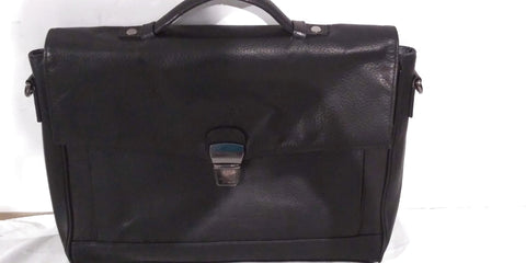 $360 Kenneth Cole Reaction My Rod-Ern Black Leather Dual-Compartment Laptop Bag