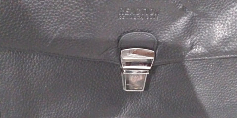 $360 Kenneth Cole Reaction My Rod-Ern Black Leather Dual-Compartment Laptop Bag