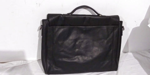 $360 Kenneth Cole Reaction My Rod-Ern Black Leather Dual-Compartment Laptop Bag