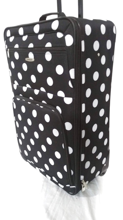 $260 New Rockland 28" Large Luggage Rolling Wheels Suitcase Black Polka Dots