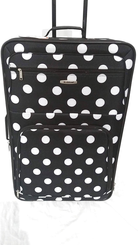 $260 New Rockland 28" Large Luggage Rolling Wheels Suitcase Black Polka Dots
