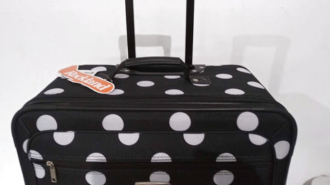 $260 New Rockland 28" Large Luggage Rolling Wheels Suitcase Black Polka Dots