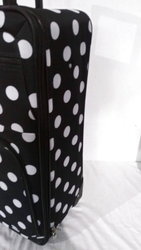 $260 New Rockland 28" Large Luggage Rolling Wheels Suitcase Black Polka Dots