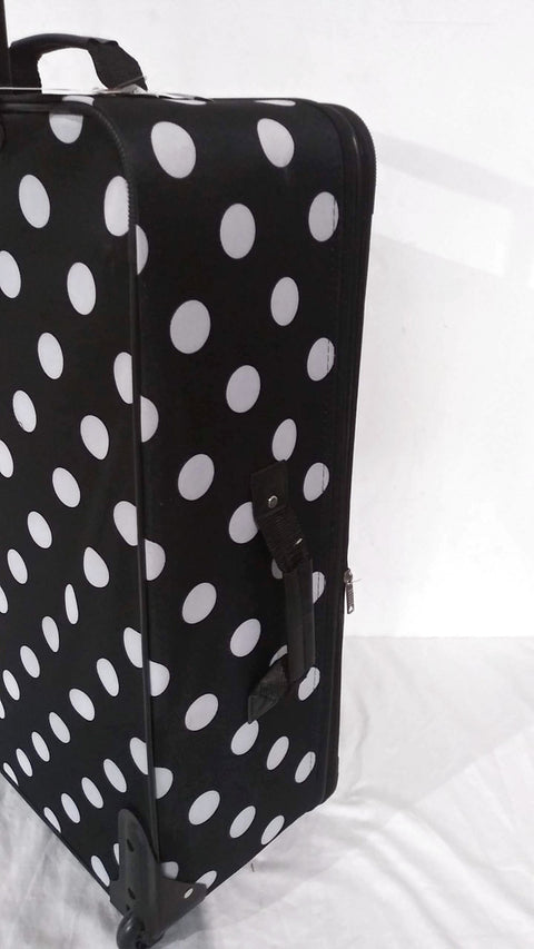 $260 New Rockland 28" Large Luggage Rolling Wheels Suitcase Black Polka Dots