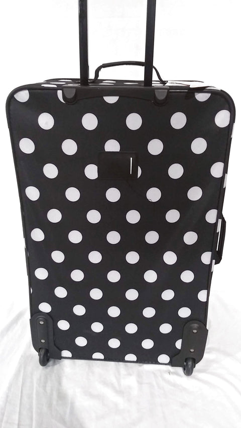 $260 New Rockland 28" Large Luggage Rolling Wheels Suitcase Black Polka Dots