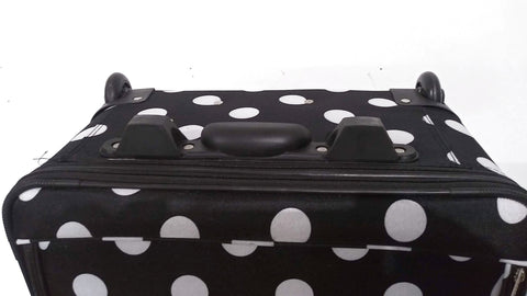 $260 New Rockland 28" Large Luggage Rolling Wheels Suitcase Black Polka Dots