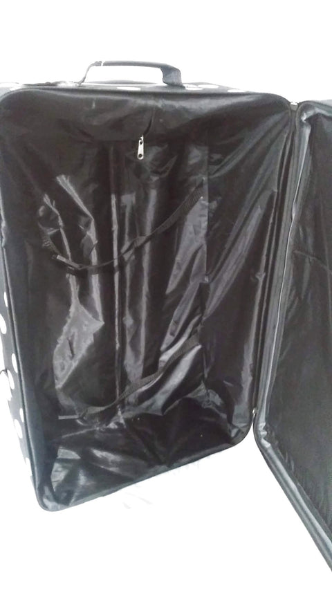 $260 New Rockland 28" Large Luggage Rolling Wheels Suitcase Black Polka Dots
