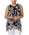 Alfani Women's Sleeveless Split Neck Green Print Tie Dye Mesh Blouse Top Plus 2X