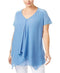 NY Collection Women's Plus Size V-Neck Layered-Look Top Peri Amuse Blouse Top 1X