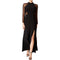 Nightway Women Black Mesh Illusion Side-Slit Mock-Neck Ball Gown Dress Plus 14W