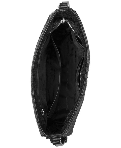 Michael kors Women Large MK Signature Jet Crossbody Shoulder Bag Black