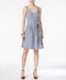 $79 New Nine West Womens Blue White Gingham Belted Fit Flare Dress Size 16 - evorr.com