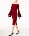 $80 New ECI Women's Wine Red Off the Shoulder Bell Sleeve Shift Tunic Dress Size - evorr.com