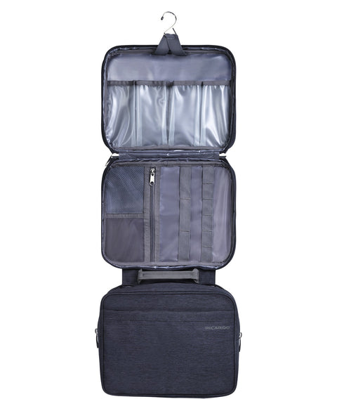 New Ricardo Beverly Hills Essentials 13" Deluxe Organizer Kit Travel Bag Gray