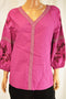 Charter Club Women Cotton Pink Embroidered Blouse Top Large L
