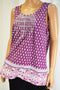 Charter Club Women's Purple  Printed Embroidered Blouse Top Large L
