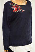 Charter Club Women Blue Embroidered Layered-Look Sweater Top XXL