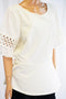 Charter Club Women Scoop Nk White Lace-Trim Blouse Top Medium M
