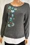 Charter Club Women's Gray Layered-Look Embroidered Sweater Top XL