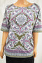 Charter Club Women's Stretch Green Scarf-Print Blouse Top X-Large XL