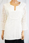 Charter Club Women's Bell-Sleeve White Mixed-Lace Tunic Blouse Top XL