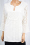 Charter Club Women's Bell-Sleeve White Mixed-Lace Tunic Blouse Top XL