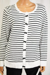Charter Club Women Black Striped Bow Trim Button Down Cardigan Top XXL