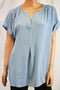 Charter Club Women Roll-Tab Split-Neck Blue Blouse Top Medium M