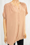Charter Club Women Roll-Tab Split-Neck Brown Blouse Top Large L