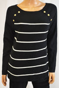 Charter Club Women Black Strip Embellished Elbow-Patch Sweater Top XXL