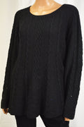 Charter Club Women's Black Cable-Knit Trapeze Sweater Top X-Large  XL