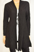 Charter Club Women  Black Pleated Open-Front Duster Cardigan Large L
