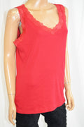 Karen Scott Women  Sleeveless Red Lace-Trim Tank Blouse Top Large L