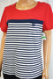 Karen Scott Women Red Striped Pocketed T-Shirt Blouse Top Large L