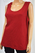 Karen Scott Women Scoop Neck Cotton Red Tank Blouse Top X-Large XL