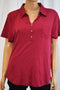 Karen Scott Women's Henley Collar Cotton Red Polo Blouse Top XL