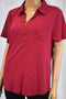 Karen Scott Women's Henley Collar Cotton Red Polo Blouse Top XL