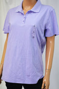 Karen Scott Women Henley Collar Cotton Purple Polo Blouse Top Large L
