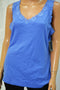 Karen Scott Women Sleeveless Blue Lace-Trim Tank Blouse Top Large L