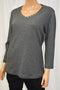 Karen Scott Women V-Neck cotton Gray Button Trim Blouse Top Medium M