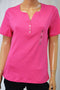 Karen Scott Women's Short Sleeve Pink Henley Blouse Top Petite PL