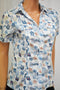 Karen Scott Women White Flip-Flop-Print Button Down Shirt Top Petite PXS