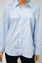 Karen Scott Women Blue Striped Floral Button Down Shirt Petite PXL