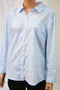 Karen Scott Women Blue Striped Floral Button Down Shirt Petite PXL