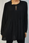 Charter Club Women's Black Keyhole Pleated Blouse Top X-Large XL