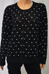 Charter Club Women Black Dotted Textured-Stripe  Button Down  Cardigan L
