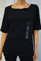 Charter Club Women Boat-Nk Elbow-Slv Black Blouse Top Small S